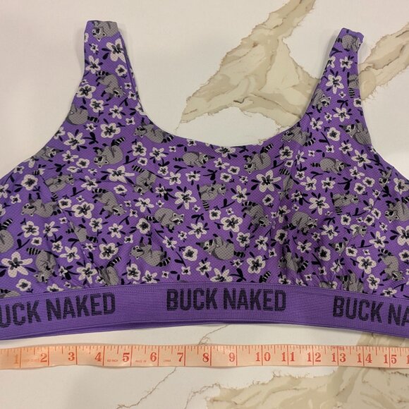 Duluth Trading Co Women's Buck Naked Bralette Purple Raccoon Flower Size XL - Picture 1 of 6